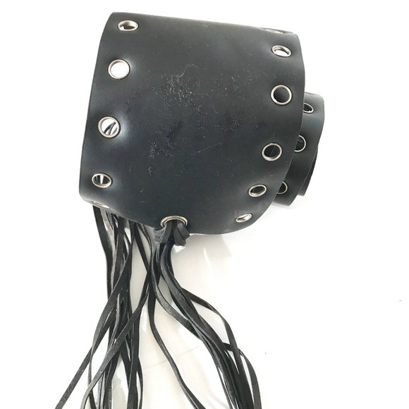Vintage Accessories - Hippie Belt Fringe Black NWOT Wide XL Punk Rock